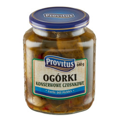 Ogórki konserwowe czosnkowe 640g - Provitus