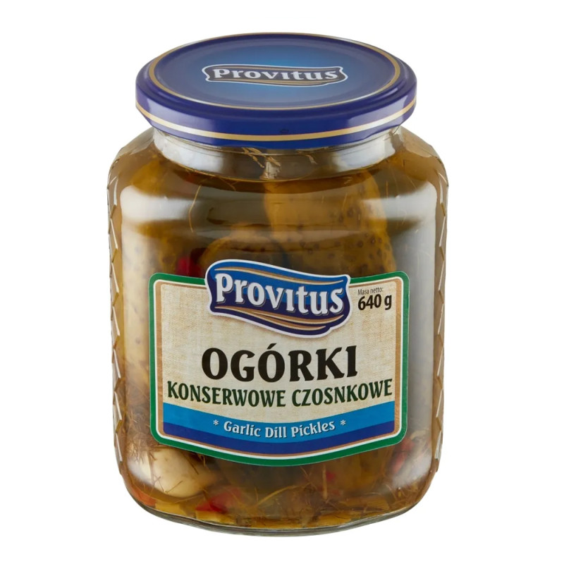 Ogórki konserwowe czosnkowe 640g - Provitus